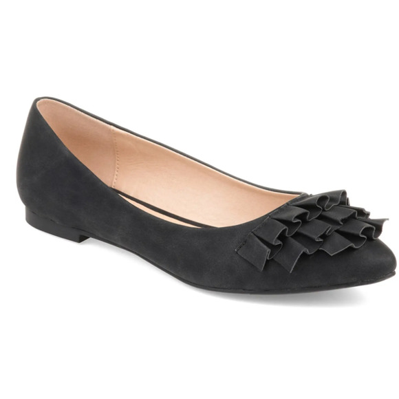 Journee Collection Judy Ruffled Pointed Toe Flats in Black Size‎ 8 M New in Box - Picture 1 of 11